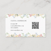 Personalized Watercolor Sunny Floral QR Code Visitenkarte (Rückseite)