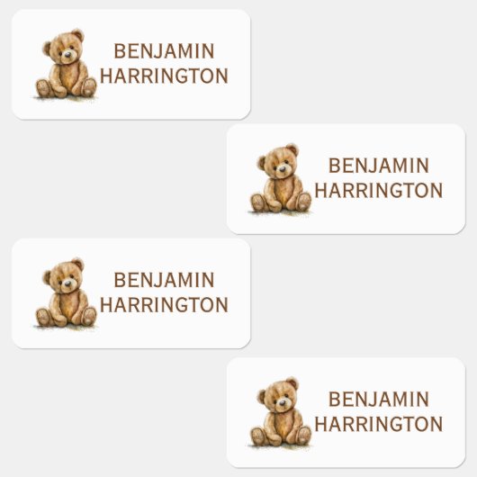 Personalized Watercolor Teddy Bear Etiketten (Gruppe)