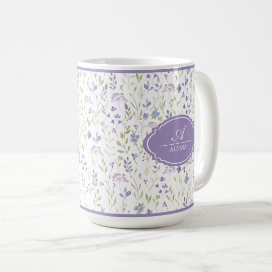 Personalized Watercolor Wildflower Mug Kaffeetasse (VorderseiteRechts)