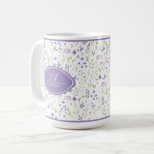 Personalized Watercolor Wildflower Mug Kaffeetasse (Vorderseite Links)