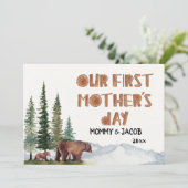 Personalized Watercolor Woodland 1st Mother's Day Karte (Stehend Vorderseite)
