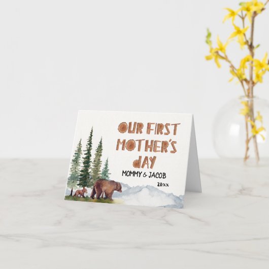 Personalized Watercolor Woodland 1st Mother's Day Karte (Gelbe Blume)
