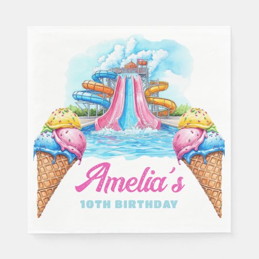 Personalized Waterpark Party Birthday Serviette (Vorderseite)