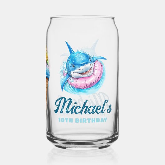 Personalized Waterpark Shark Pool Party Dosenglas (Rückseite)
