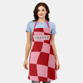 Personalized Wavy Red and Pink Checkered Schürze (Getragen)