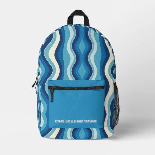 Personalized Wavy Stripe Backpack Bedruckter Rucksack (Vorderseite)