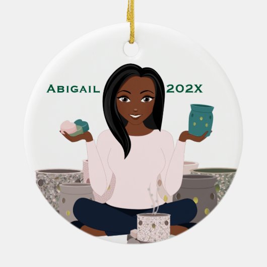 Personalized Wax Warmer Woman Ceramic Ornament (Hinten)