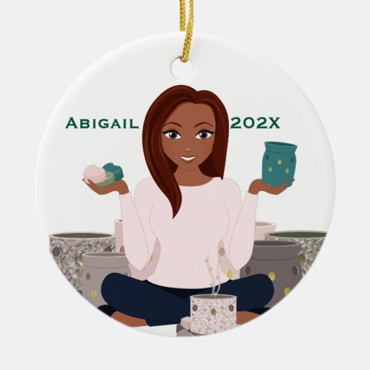 Personalized Wax Warmer Woman Ceramic Ornament (Vorne)