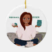 Personalized Wax Warmer Woman Ceramic Ornament (Hinten)