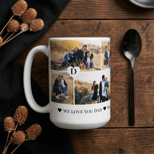 Personalized We Love You Dad Heart Photo Collage Kaffeetasse