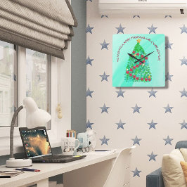 PERSONALIZED WE WISH YOU A MERRY CHRISTMAS QUADRATISCHE WANDUHR