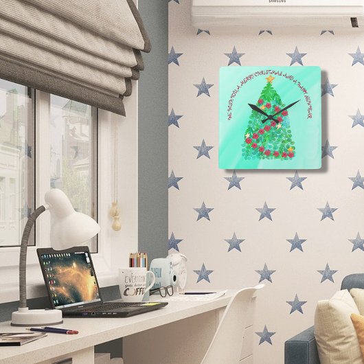 PERSONALIZED WE WISH YOU A MERRY CHRISTMAS QUADRATISCHE WANDUHR