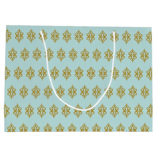 Personalized Wedding Aqua Lace Gift Bag Große Geschenktüte (Rückseite)