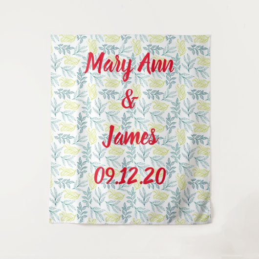 Personalized Wedding Backdrop Pink Gold Lights Wandteppich (Vorderseite)