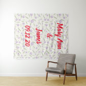 Personalized Wedding Backdrop Pink Gold Lights Wandteppich (Beispiel (Horizontal))