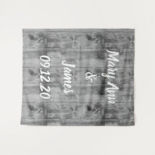 Personalized Wedding Backdrop Wood Background Wandteppich (Vorderseite (Horizontal))