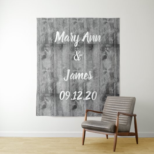 Personalized Wedding Backdrop Wood Background Wandteppich (Beispiel)