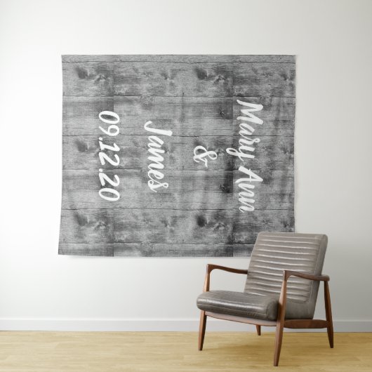 Personalized Wedding Backdrop Wood Background Wandteppich (Beispiel (Horizontal))