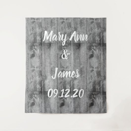 Personalized Wedding Backdrop Wood Background Wandteppich (Vorderseite)