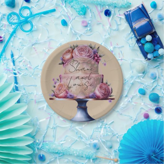 Personalized Wedding Brown Pappteller (Party)