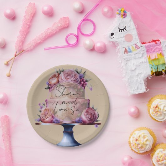 Personalized Wedding Brown Pappteller (Party)