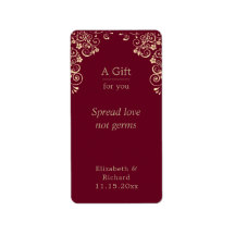 Personalized Wedding Burgundy Gold Hand Sanitizer