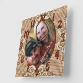 Personalized Wedding Clock PHOTO, Names, Date Quadratische Wanduhr (Winkel)