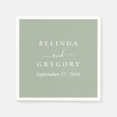 Personalized Wedding Cocktail Napkins Text Green Serviette (Vorderseite)