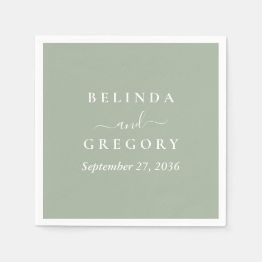 Personalized Wedding Cocktail Napkins Text Green Serviette (Vorderseite)