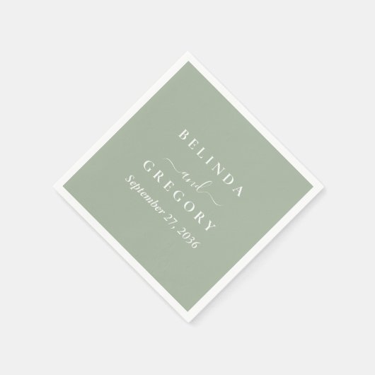 Personalized Wedding Cocktail Napkins Text Green Serviette (Ecke)