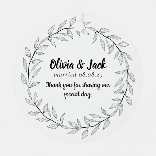 Personalized Wedding Favor Ornament Aus Metall (Vorderseite)