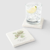 Personalized Wedding Favors Green Hydrangea Steinuntersetzer (Seitenansicht)