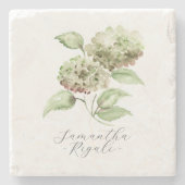 Personalized Wedding Favors Green Hydrangea Steinuntersetzer (Vorderseite)