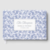 Personalized Wedding French Toile Blue Floral Gästebuch (Vorderseite)