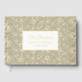 Personalized Wedding French Toile Gold Floral Gästebuch
