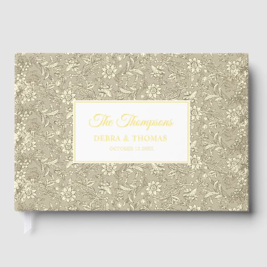 Personalized Wedding French Toile Gold Floral Gästebuch (Vorderseite)