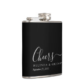 Personalized Wedding Gifts Black White Cheers Flachmann (Rechts)