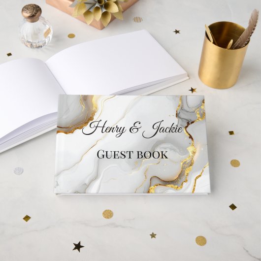 Personalized Wedding Guest Book Gästebuch (Vorderseite Offen)