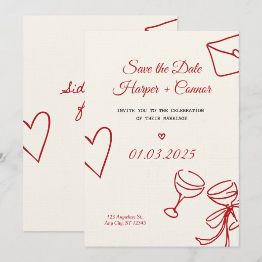 Personalized Wedding Invitation Card – Elegant  Einladung (Vorne/Hinten)