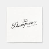 Personalized Wedding Last Name Black White Serviette (Vorderseite)