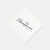 Personalized Wedding Last Name Black White Serviette (Ecke)