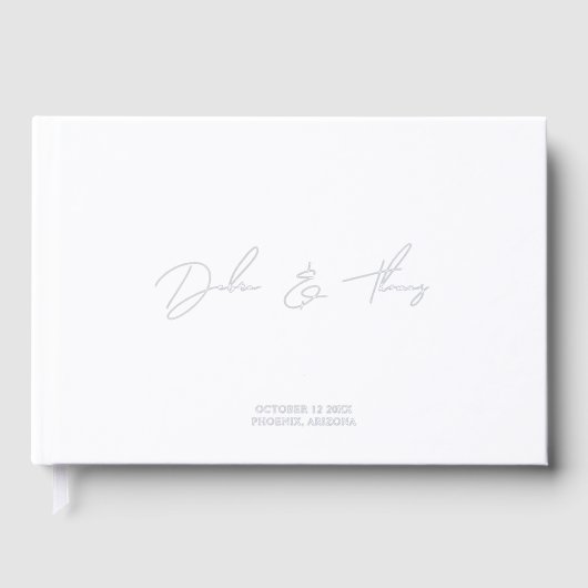 Personalized Wedding Modern Minimalist White Gästebuch (Vorderseite)