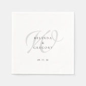 Personalized Wedding Monogram Cocktail Black White Serviette (Vorderseite)