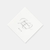 Personalized Wedding Monogram Cocktail Black White Serviette (Ecke)