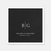 Personalized Wedding Monogrammed Black White Serviette (Vorderseite)