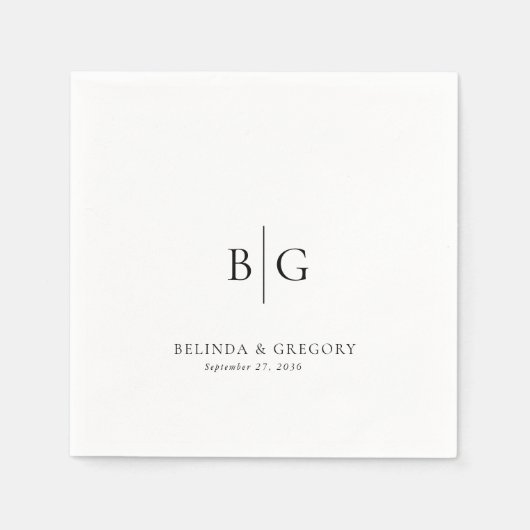 Personalized Wedding Monogrammed Black White Serviette (Vorderseite)