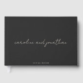 Personalized Wedding Name Elegant Black Script Gästebuch (Vorderseite)