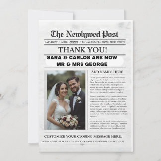 Personalized Wedding Newspaper Poster | Newlywed Einladung