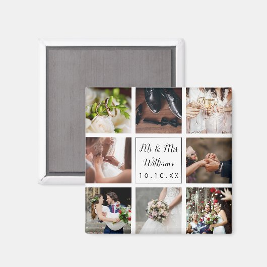 Personalized Wedding Photo Collage Magnet (Vorderseite/Rückseite)