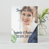 personalized wedding photo Save the Date Card (Stehend Vorderseite)